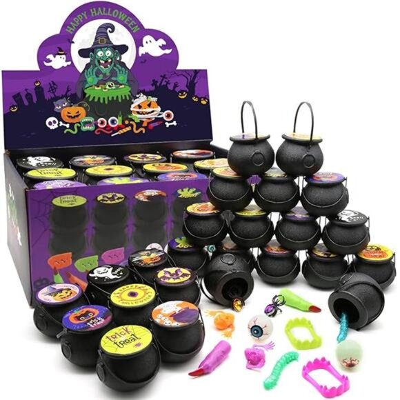 144-Piece Halloween Party Favors: 24-Pack Prefilled Plastic Witch Cauldrons - Picture 7 of 7